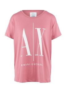 Розовая хлопковая футболка оверсайз Armani Exchange