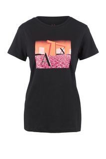 Хлопковая футболка с декоративным принтом Armani Exchange