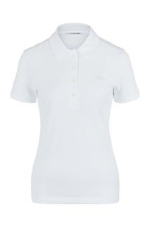 Белая хлопковая футболка поло Lacoste
