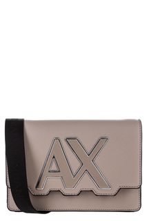 Маленькая бежевая сумка с монограммой бренда Armani Exchange