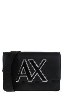 Маленькая черная сумка с монограммой бренда Armani Exchange
