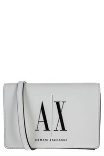 Белый клатч с монограммой бренда Armani Exchange