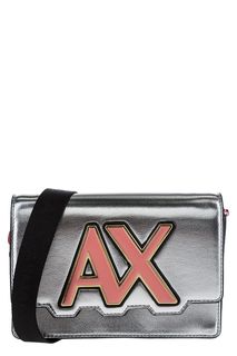 Маленькая серебристая сумка с монограммой бренда Armani Exchange