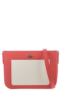 Кожаная сумка через плечо с контрастным карманом Lacoste