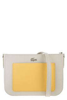 Кожаная сумка через плечо с контрастным карманом Lacoste