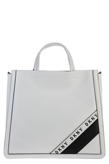 Белая сумка в форме трапеции с текстильным плечевым ремнем Dkny