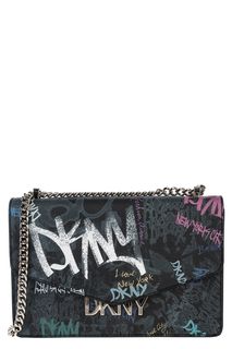 Сумка из сафьяновой кожи с откидным клапаном Dkny