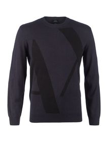 Джемпер синего цвета с круглым вырезом Armani Exchange
