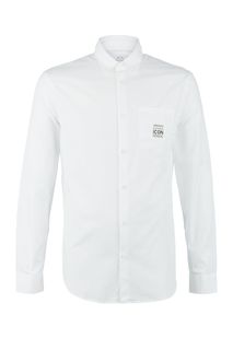 Приталенная хлопковая рубашка с карманом Armani Exchange