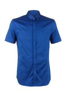 Синяя хлопковая рубашка с короткими рукавами Armani Exchange