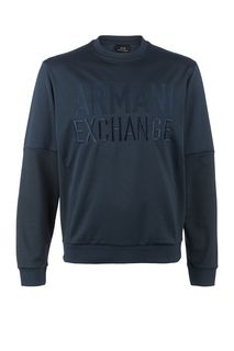 Свитшот синего цвета с декоративной вышивкой Armani Exchange