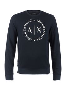 Свитшот синего цвета с декоративным принтом Armani Exchange