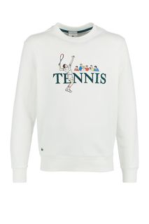 Хлопковый свитшот с декоративными принтом и вышивкой Lacoste