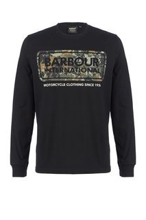 Черная хлопковая футболка с камуфляжным принтом Barbour