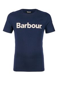 Синяя хлопковая футболка с круглым вырезом Barbour