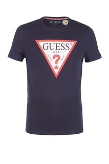 Хлопковая футболка с декоративным принтом Guess