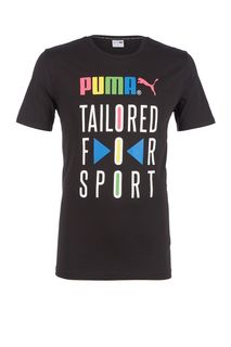 Черная хлопковая футболка с ярким принтом Puma