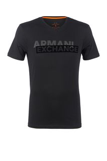 Хлопковая футболка с треугольным вырезом Armani Exchange