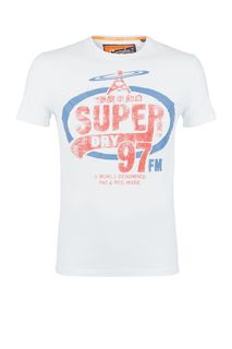 Белая футболка из хлопка с принтом Superdry