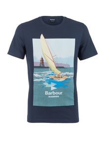 Хлопковая футболка с декоративным принтом Barbour