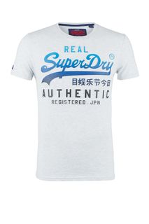 Футболка серого цвета с декоративным принтом Superdry