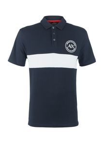 Хлопковая футболка поло с декоративными принтом Armani Exchange