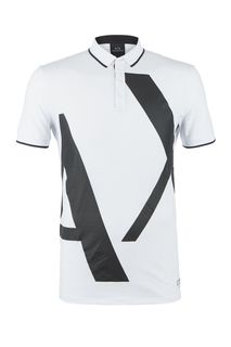 Хлопковая футболка поло с декоративными принтом Armani Exchange
