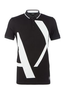 Хлопковая футболка поло с декоративными принтом Armani Exchange