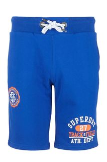 Синие шорты из хлопка с принтом Superdry