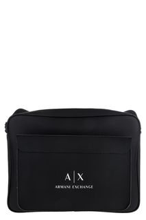 Черная сумка через плечо с монограммой бренда Armani Exchange