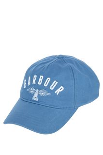 Хлопковая бейсболка синего цвета с декоративной вышивкой Barbour