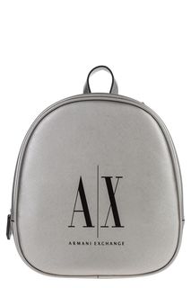 Серебристый рюкзак с монограммой бренда Armani Exchange