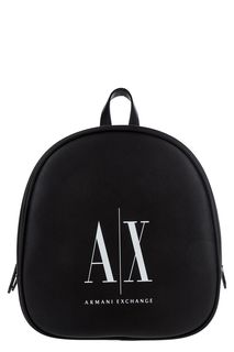 Черный рюкзак с монограммой бренда Armani Exchange
