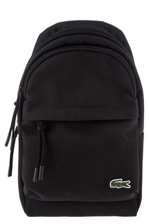 Текстильный черный рюкзак на одно плечо Lacoste