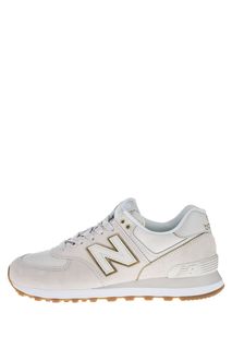 Кроссовки молочного цвета из текстиля и замши 574 New Balance