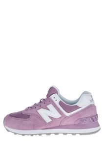 Розовые кроссовки из текстиля и замши 574 New Balance