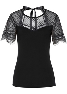 Футболка с кружевной кокеткой Bonprix