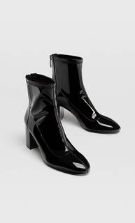 Stradivarius Черные Лакированные Ботильоны На Каблуке Женская Коллекция Черный 40