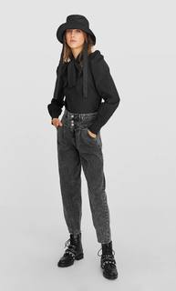 Stradivarius Блуза С Бантом На Воротнике Женская Коллекция Черный L