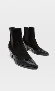 Stradivarius Черные Ботильоны В Ковбойском Стиле Женская Коллекция Черный 41