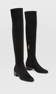 Stradivarius Ботфорты На Широком Низком Каблуке Женская Коллекция Черный 41