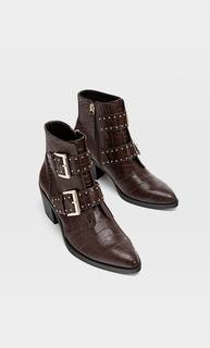 Stradivarius Ботильоны С Пряжками Женская Коллекция Цвет Кожи 38