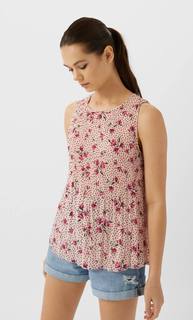 Stradivarius Топ Без Рукавов С Плиссировкой Женская Коллекция Цвет Темной Фуксии Xl