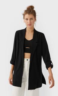 Stradivarius Пиджак Из Струящейся Ткани Женская Коллекция Черный S
