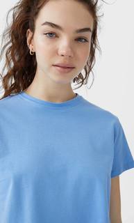 Stradivarius Базовый Укороченный Топ С Короткими Рукавами Женская Коллекция Синий Xs