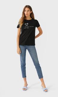 Stradivarius Футболка С Принтом Женская Коллекция Черный L