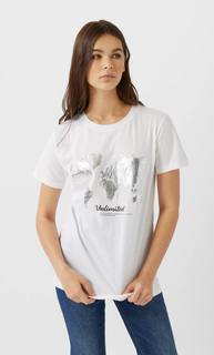 Stradivarius Футболка С Принтом Женская Коллекция Белый L