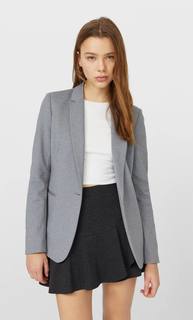 Stradivarius Базовый Трикотажный Пиджак Женская Коллекция Пестро-Серый Xs