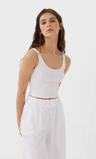 Stradivarius Укороченный Топ На Бретелях Женская Коллекция Белый M