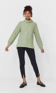 Stradivarius Свитер С Высоким Воротником Женская Коллекция Зеленый S